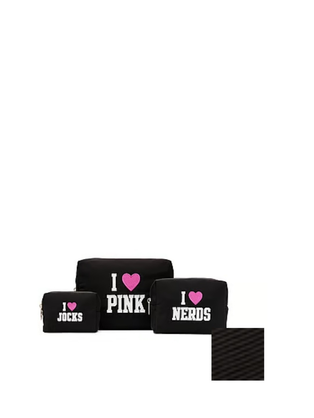 Victoria's Secret Black & Pink 'I ♥ PINK' Trio Cosmetic Pouches